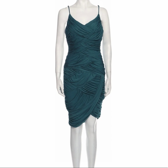 Halston Heritage Sleeveless Cowl Neck Green Dress Size Large - Picture 1 of 3